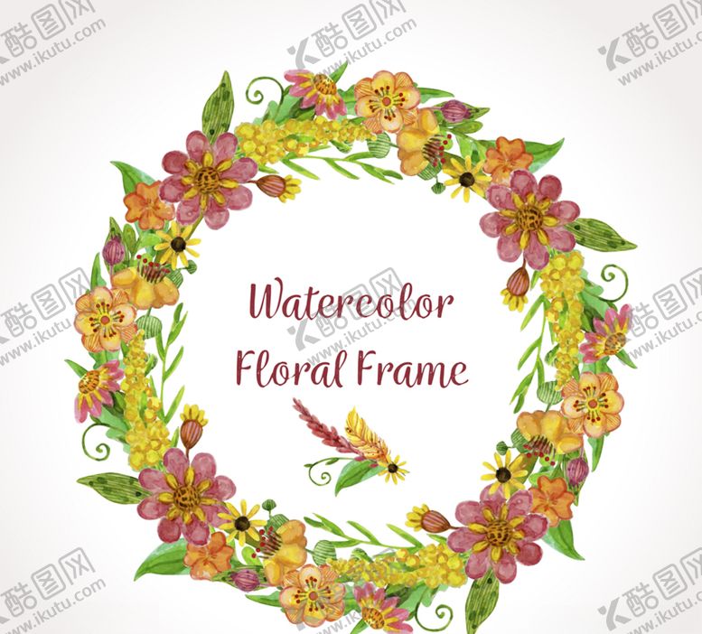 编号：47763609130220108570【酷图网】源文件下载-水彩绘花环设计矢量素材