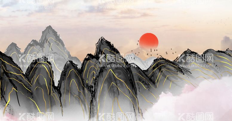 编号：51737911150253103935【酷图网】源文件下载-时尚古典水墨山水背景