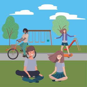 家庭成员生活插画