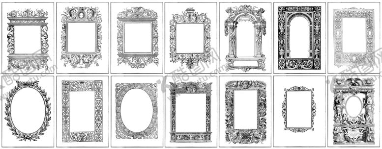 编号：36745209222015161235【酷图网】源文件下载-十四款古老边框