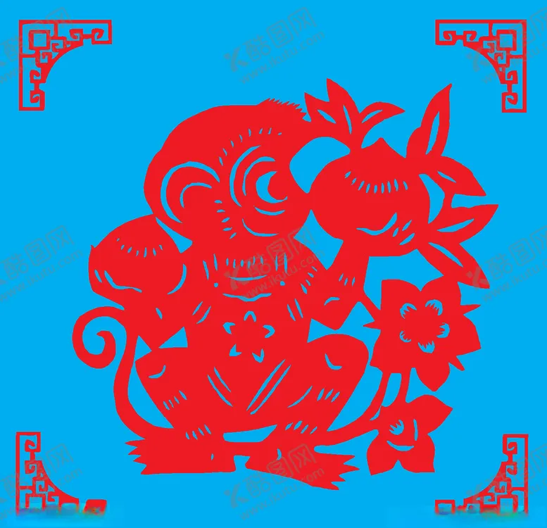 编号：94062707131442384272【酷图网】源文件下载-猴子剪纸