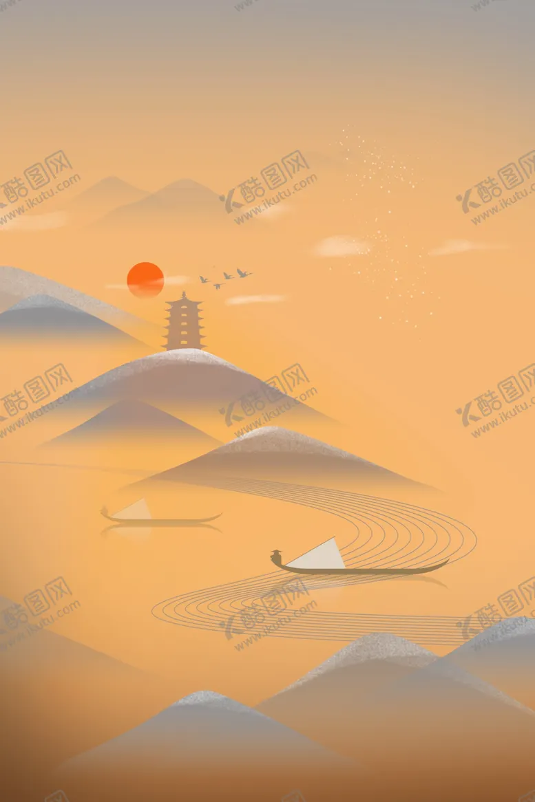 编号：23717002281929441432【酷图网】源文件下载-国潮古风山水