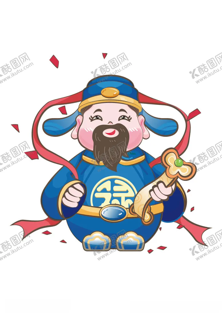编号：26640301290918207555【酷图网】源文件下载-国风插画手绘矢量图禄