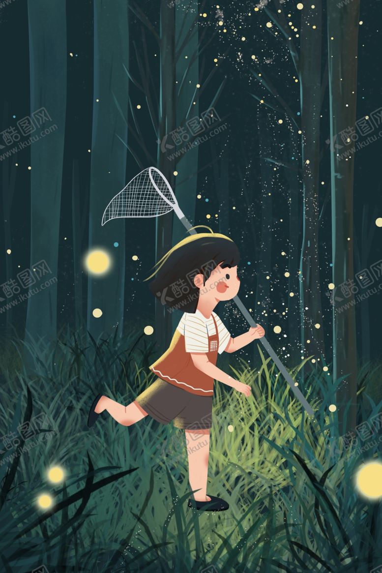 编号：80333710092311582795【酷图网】源文件下载-森林探险少女人物插画卡通素材