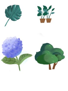 手绘清新植物花朵绣球花