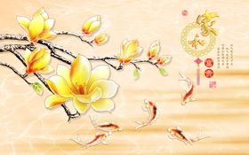家和富贵玉兰花背景墙