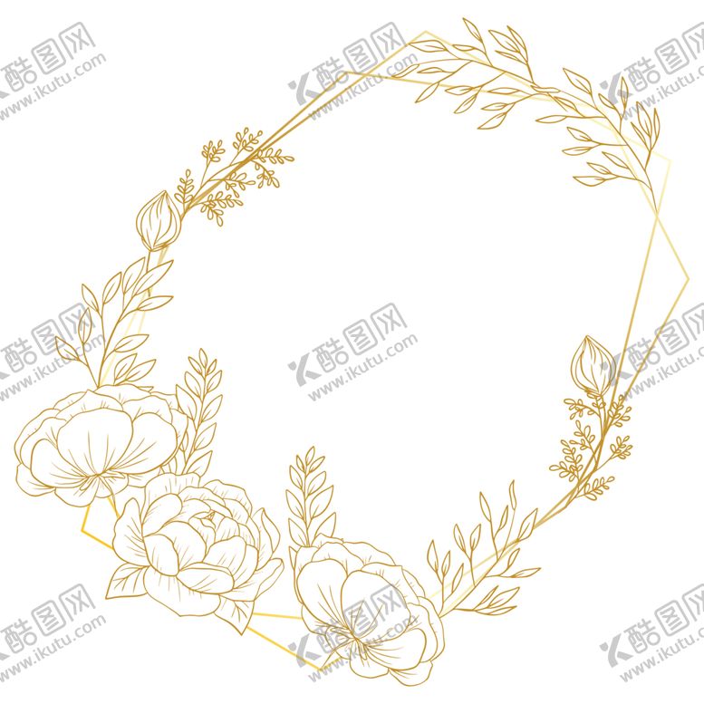 编号：19693601250709076760【酷图网】源文件下载-植物金色边框花环