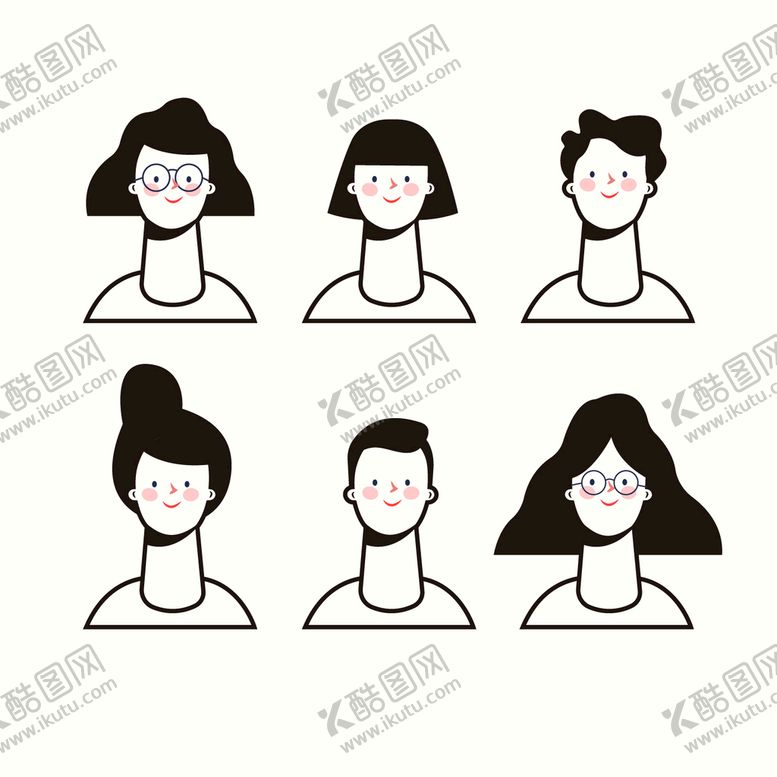 编号：73195609130325069634【酷图网】源文件下载-卡通人物头像