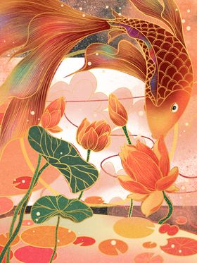 国风插画鲤鱼