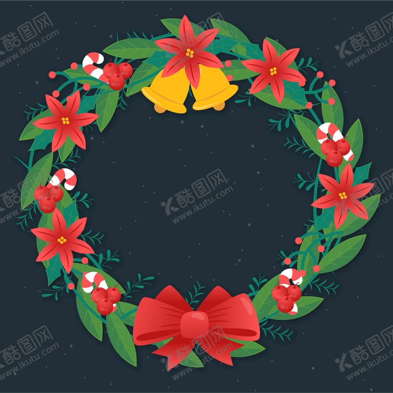 编号：14825609141552368759【酷图网】源文件下载-圣诞节花环 