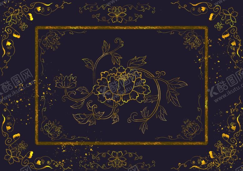 编号：95938205190143035613【酷图网】源文件下载-花朵花纹烫金纹理背景海报素材