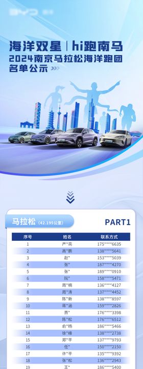 马拉松公示名单长图海报