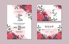 浪漫花卉婚礼请柬设计