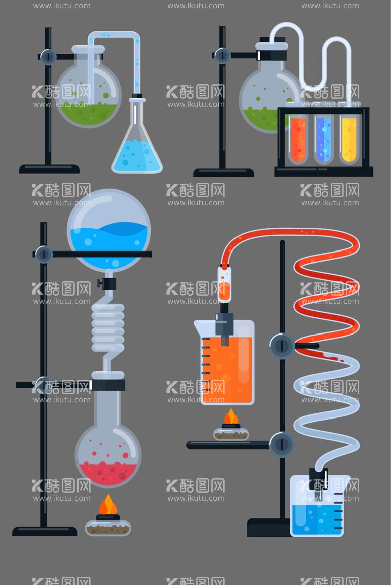 编号：86023712101737496731【酷图网】源文件下载-化学反应烧瓶试管