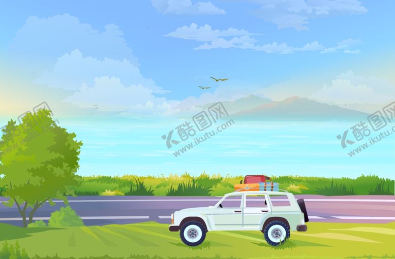 编号：91778104302234091553【酷图网】源文件下载-旅游郊游清新插画背景素材