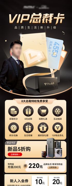 vip总裁权益会员特权卡升级海报