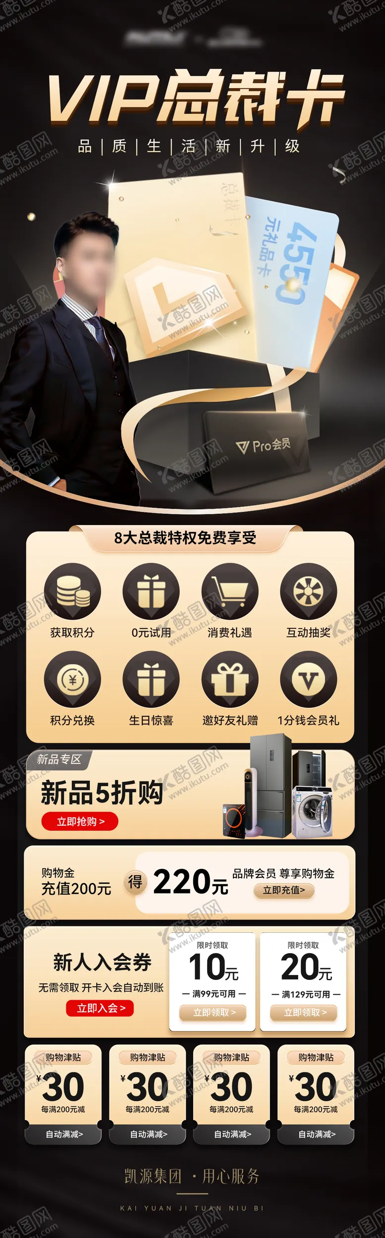 编号：79966006151454204308【酷图网】源文件下载-vip总裁权益会员特权卡升级海报 