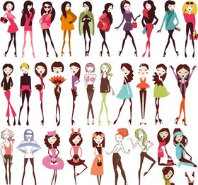 卡通潮流美女矢量素材