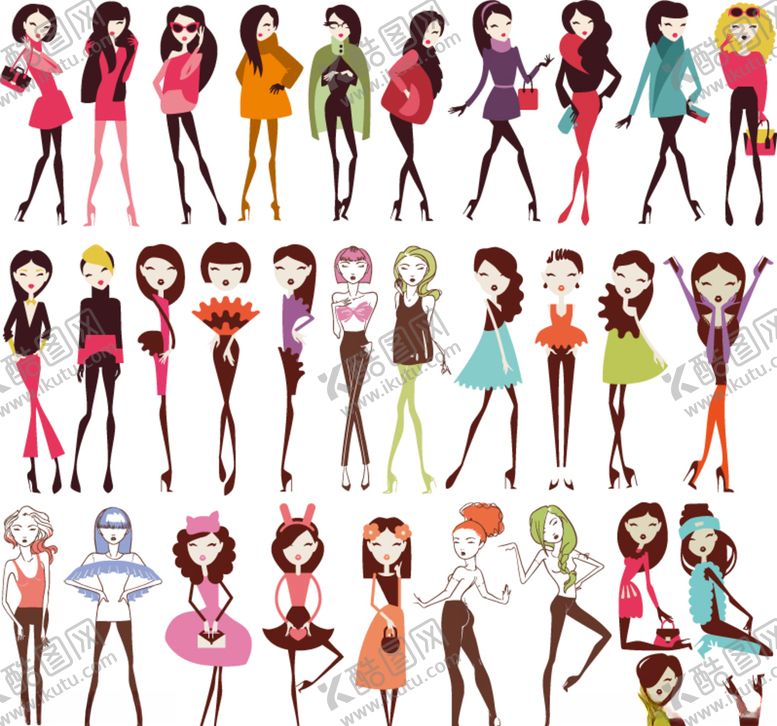 编号：77768309211008053623【酷图网】源文件下载-卡通时尚美女设计矢量素材