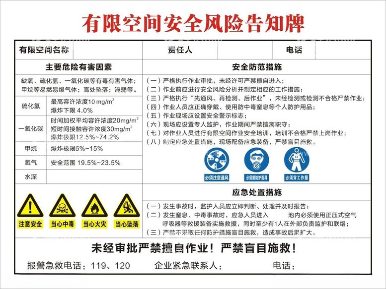 编号：60202202200743475678【酷图网】源文件下载-有限空间安全风险告知牌