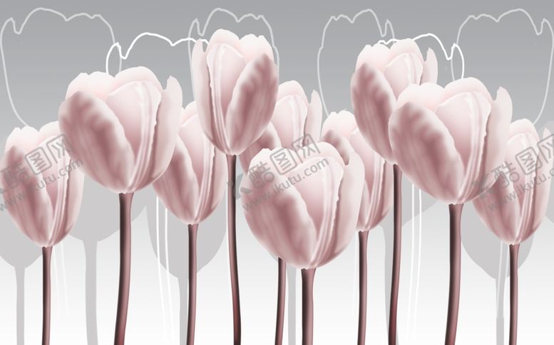 编号：20516310291250456187【酷图网】源文件下载-立体郁金香背景墙