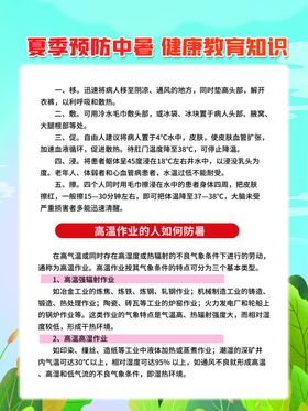 夏季中暑知识宣传海报