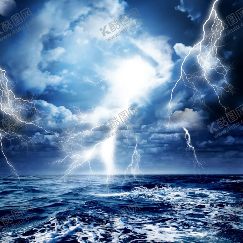编号：60821809110454439597【酷图网】源文件下载-大海电闪雷鸣素材