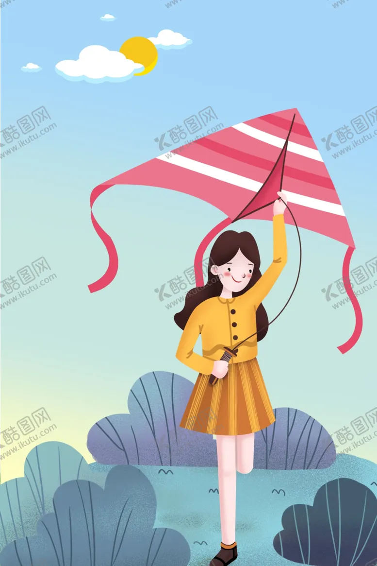 编号：76232902210900525105【酷图网】源文件下载-风筝文艺女孩