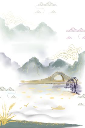 山水地产高端复古艺术山脉背景