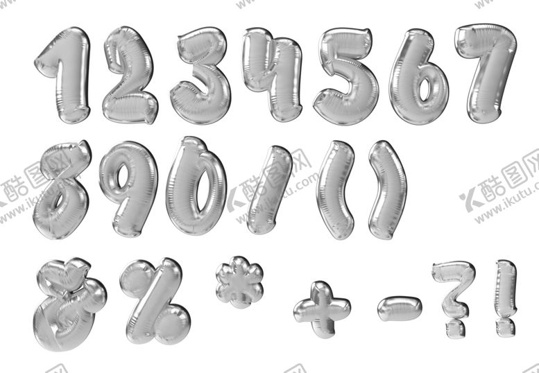编号：20465901190033193482【酷图网】源文件下载-银色立体数字
