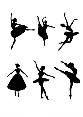舞蹈跳舞女孩插画剪影