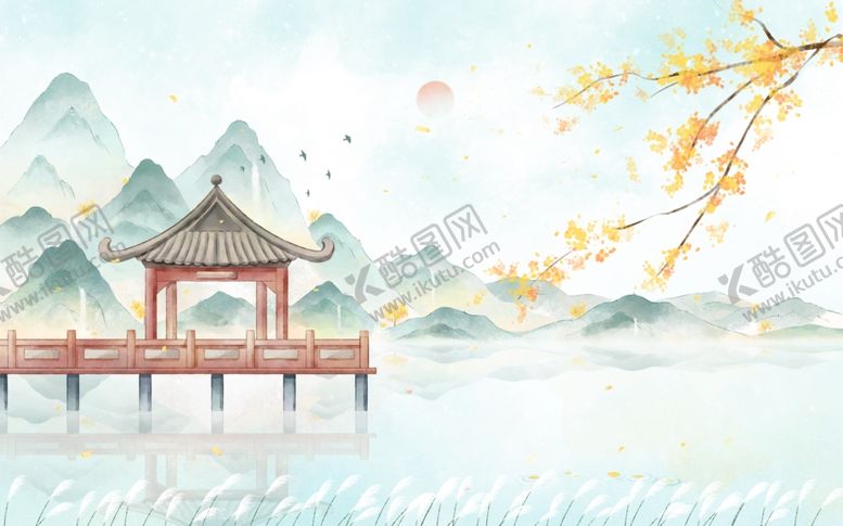 编号：26025211302353429341【酷图网】源文件下载-秋天古风郊外插画