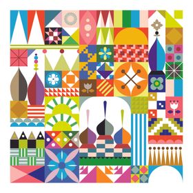 多彩几何图案艺术拼贴画