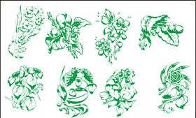 矢量水果果实各种鲜花
