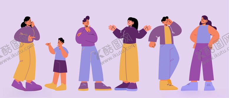 编号：51193002270510219395【酷图网】源文件下载-扁平风矢量人物元素