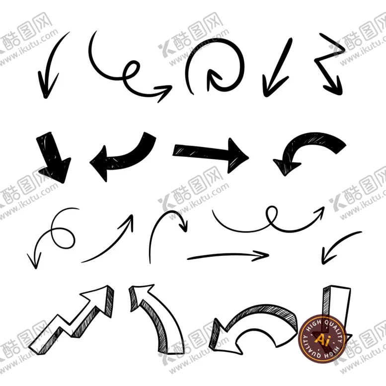 编号：36218409200316081428【酷图网】源文件下载-手绘箭头