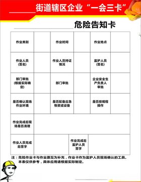 危险告知卡