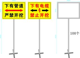 城市道路下有电缆警示牌