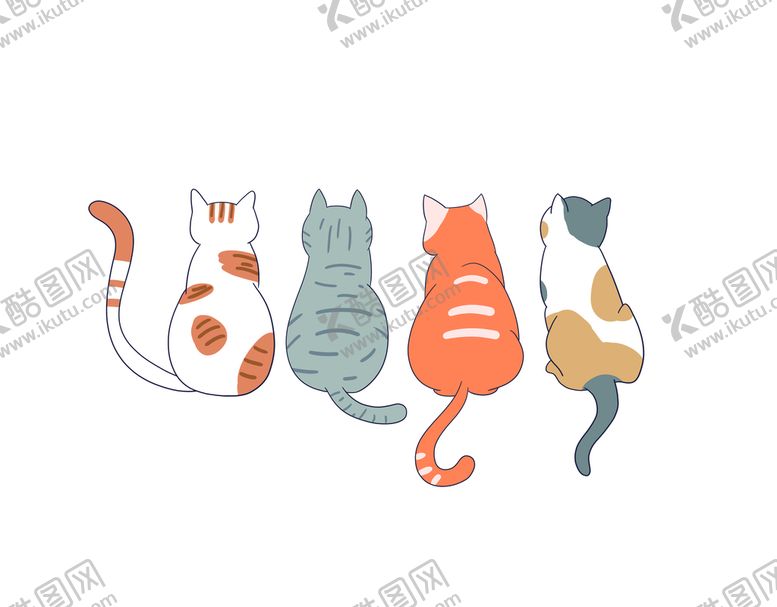 编号：67208409130321432897【酷图网】源文件下载-手绘猫咪背影清新橘猫