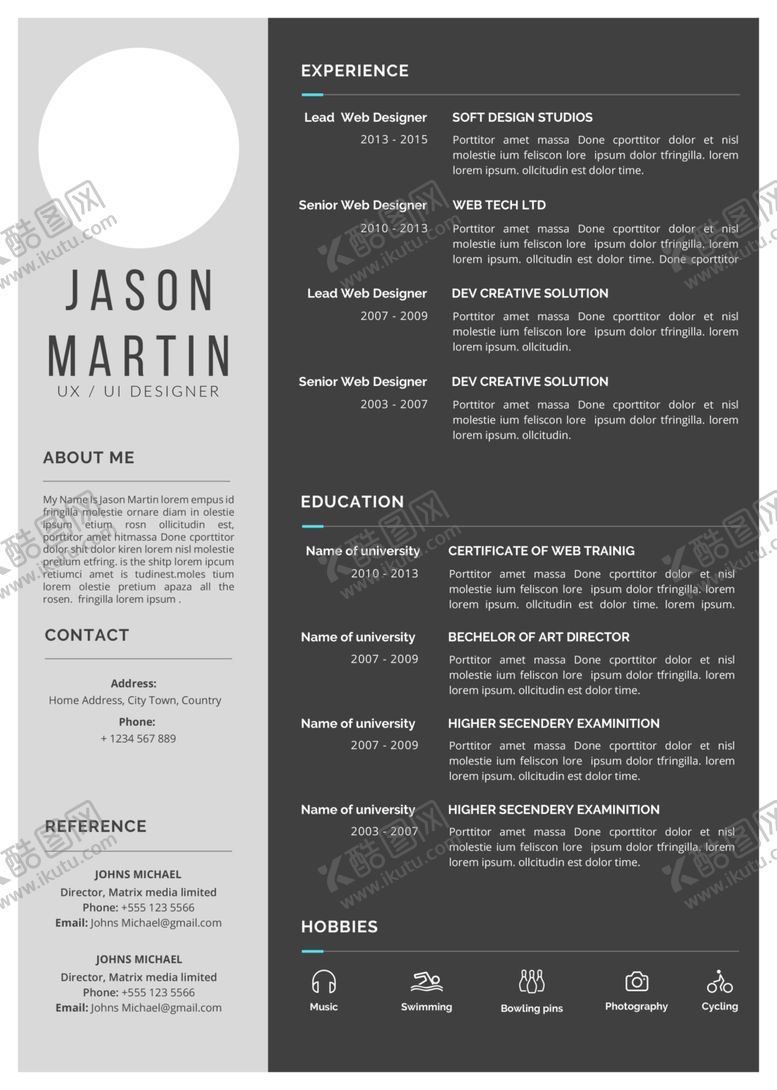 编号：46743109291349176513【酷图网】源文件下载-简历模板