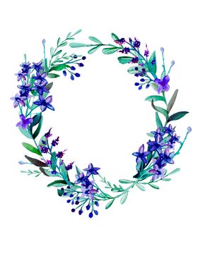 小清新水彩花圈绘画
