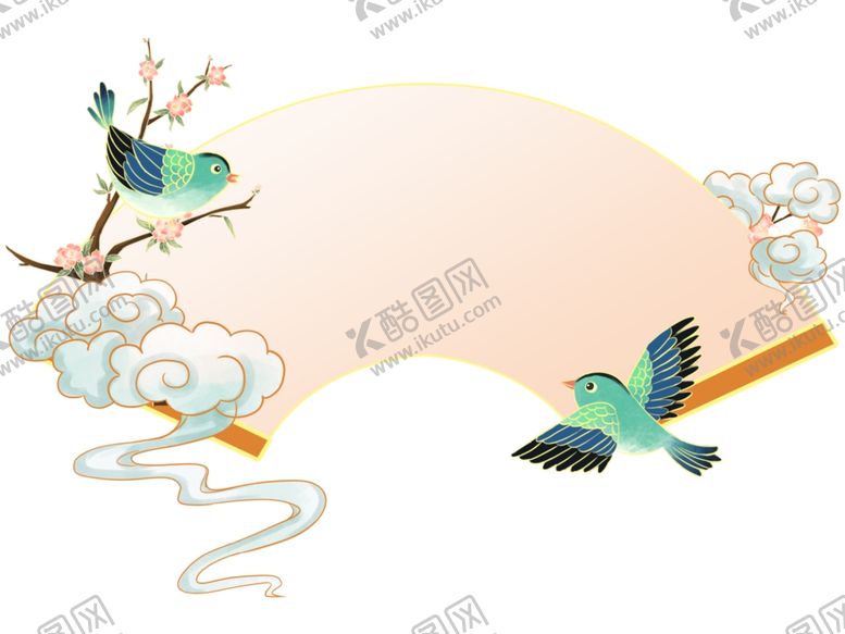 编号：21381702181714229151【酷图网】源文件下载-手绘喜鹊扇形标题框