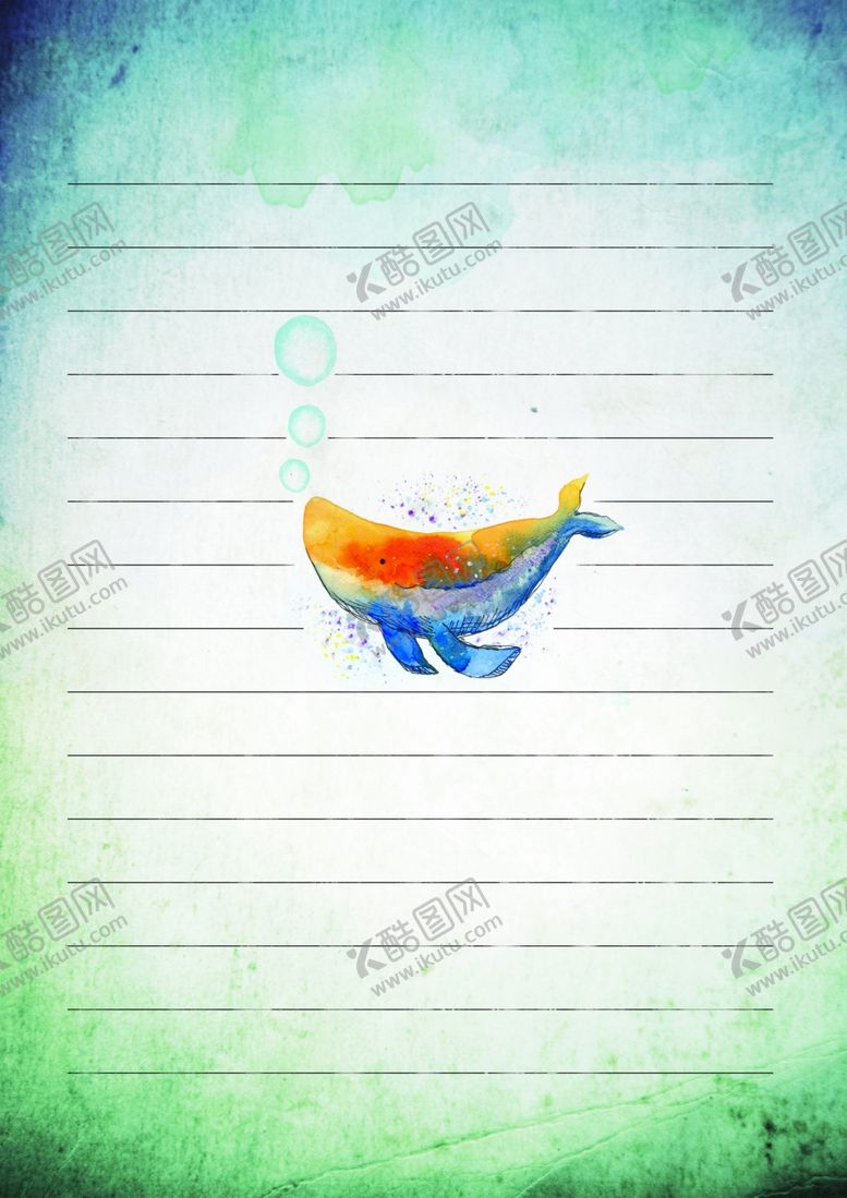 编号：68344609211800245159【酷图网】源文件下载-唯美文艺小清新鲸鱼信纸