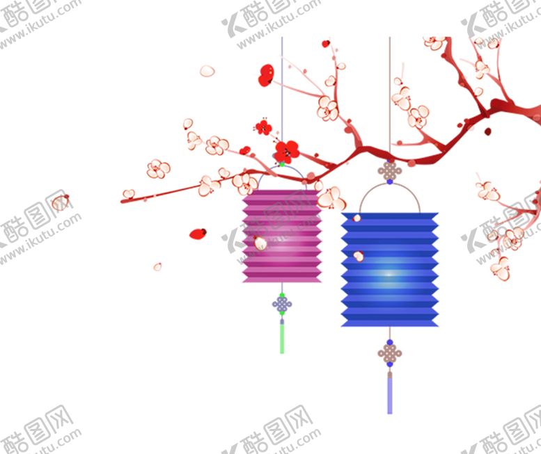 编号：30033104111157419623【酷图网】源文件下载-中国风灯笼梅花元素PNG