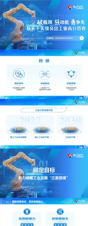 蓝色工作汇报PPT