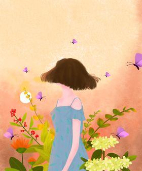 美丽的小雏菊夕阳下盛开