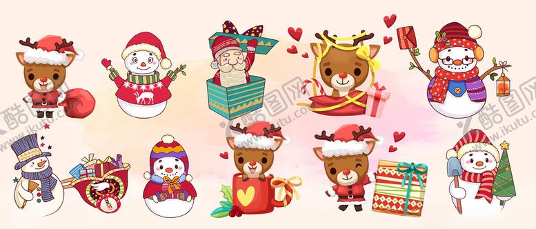 编号：65136411201454065108【酷图网】源文件下载-圣诞卡通元素集合