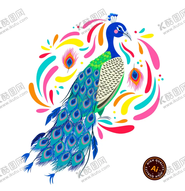 编号：35861010082119358257【酷图网】源文件下载-创意孔雀插画