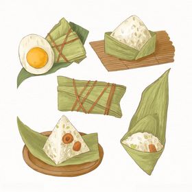 美味粽子及相关食材展示
