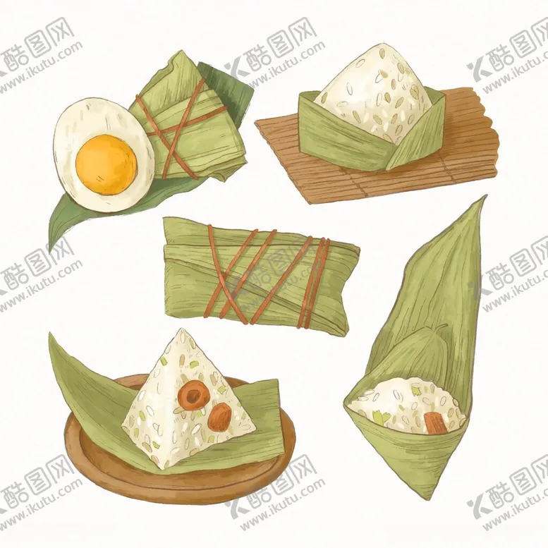 编号：39613105242200253446【酷图网】源文件下载-美味粽子及相关食材展示